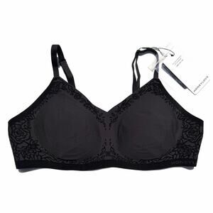 Honeylove Silhouette Bra Black Velvet Rose Womens Medium Wireless